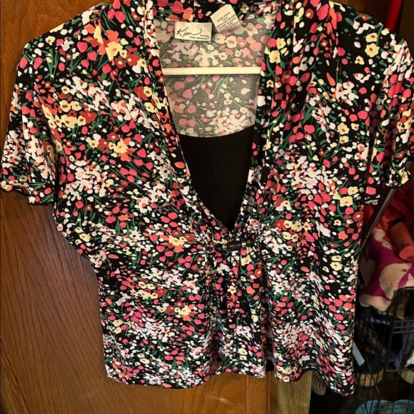 Kim Rogers Tops - Kim Rogers Women's Floral Blouse - Black, Pink, White